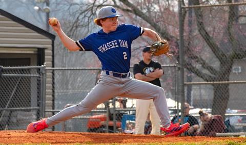 Abel Penland of Hiwassee Dam pitches against Murphy on Friday afternoon.
