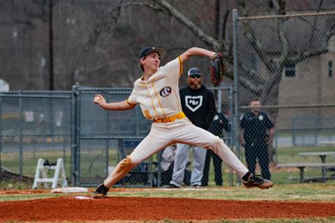 Colton Morgan of Murphy pitches against North Buncombe on March 7, 2025. In the game, Morgan pitched 2.0 inning and gave up two runs on one hit and three walks, while striking out two batters.
