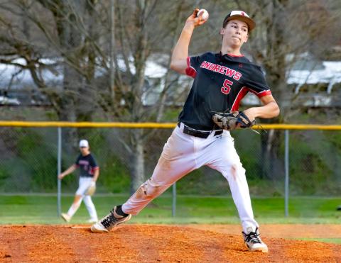 Logan Hyde pitches against Swain County on March 31.