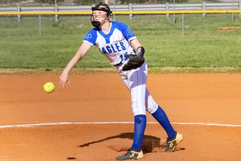Abby Harris of Hiwassee Dam pitches against Andrews on March 24.
