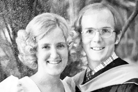 Dr. James Vollmer is shown with his wife, Sandra, after his graduation from dental school.