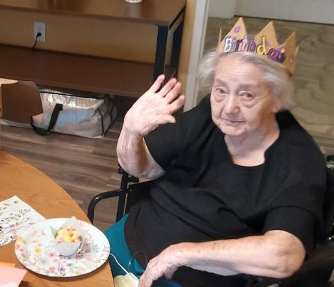 Anngee Quinones-Belian/Staff Correspondent  Leaudenia King was celebrated Thursday at Murphy Rehabilitation & Nursing Center. King turned 95 on April 2 and had friends and family around to help celebrate the milestone.
