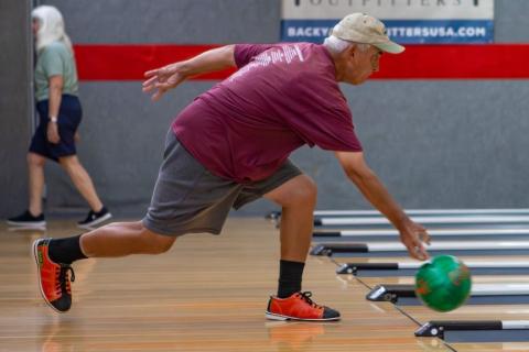 Bart Harrison competes in bowling singles at the 2026 Cherokee/Clay Senior Games on May 28.