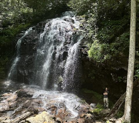 Blake Foster of Raleigh visits Cover Falls over Father's Day Weekend.