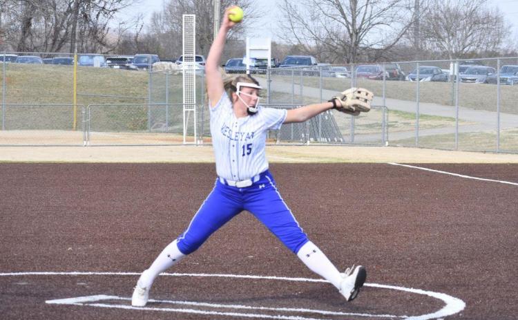 Olivia McNabb of Hiwassee Dam pitches during her freshman season at Tennessee Wesleyan University in the spring of 2026. Credit: April McNabb/Contributed photo
