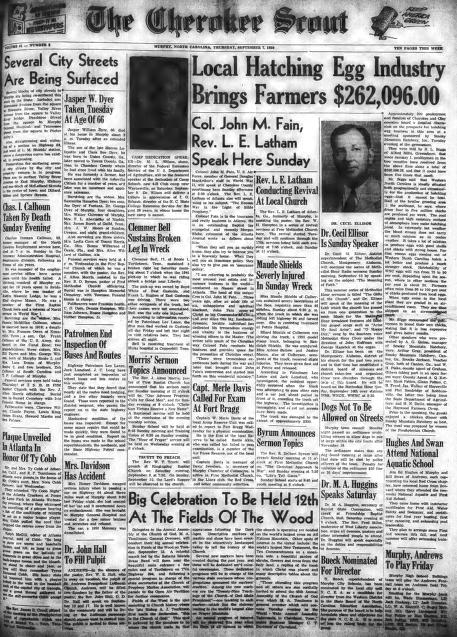 This is the front page of the Sept. 7, 1950, edition of the Cherokee Scout, which was 70 years ago this week.