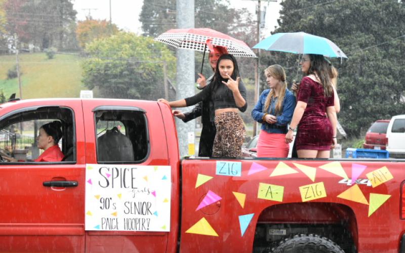 Paige Hooper's float included her friends dressed as the Spice Girls.