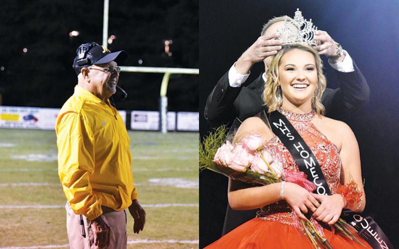 Murphy head football coach David Gentry matched North Carolina’s all-time wins record Friday night, while senior Alyson Palmer was chosen as homecoming queen, shown here being crowned by Principal Jason Forrister.