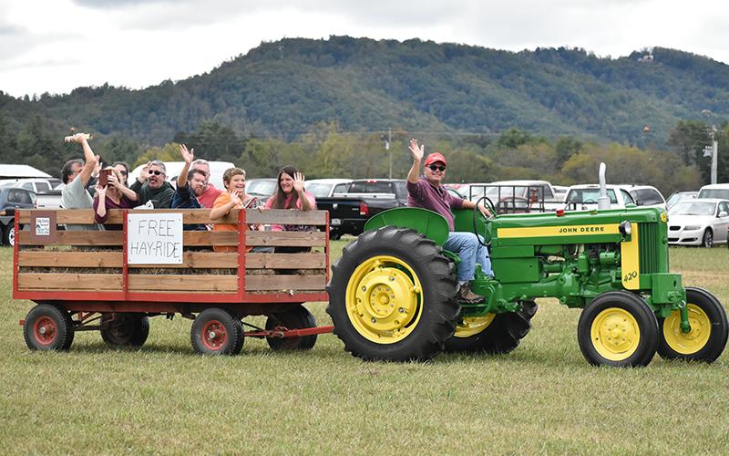 Hayrides were offered for free during the festival, which had far better weather Sunday than Saturday.