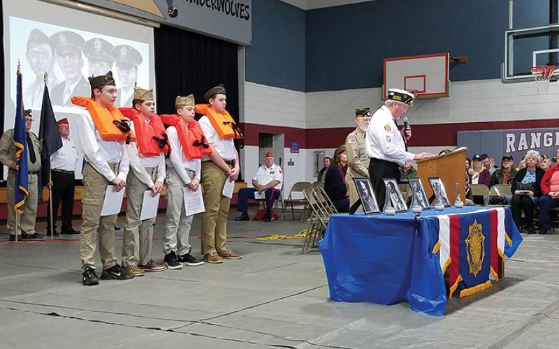 Ranger Elementary/Middle School students were the first students in the state to act out the roles of the Four Chaplains during last year’s program. Photo by Samantha Sinclair