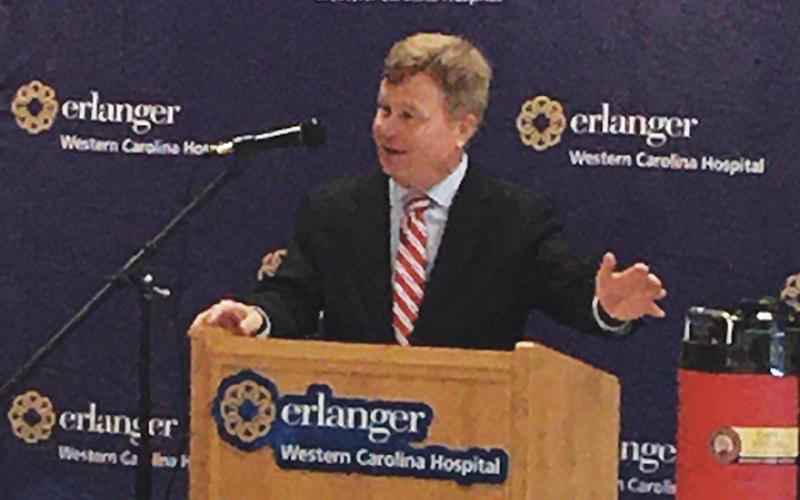 Mark Kimball, CEO of Erlanger Western Carolina Hospital, talks about expansion during an open house Friday. Photo by David Brown