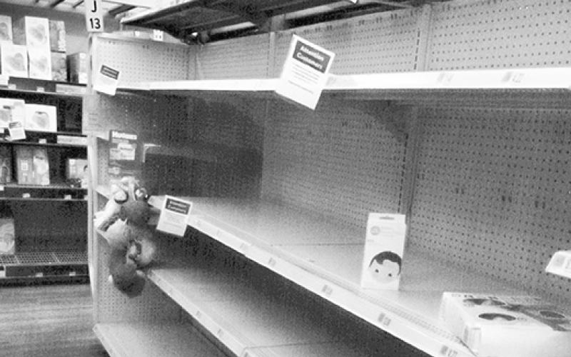 Shelves at local stores are running low of baby formula and supplies some days, but workers say more is coming. Photo by Sam Jokich