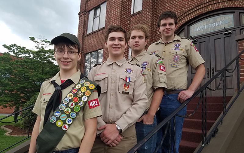 The McCray boys – Elijah, Larry, Gilbert and Billy – of Andrews have made their parents and Scouting family proud. The three oldest are Eagle Scouts, while the youngest, Elijah, is well on his way to the highest rank in Boy Scouts of America. Photo by Samantha Sinclair