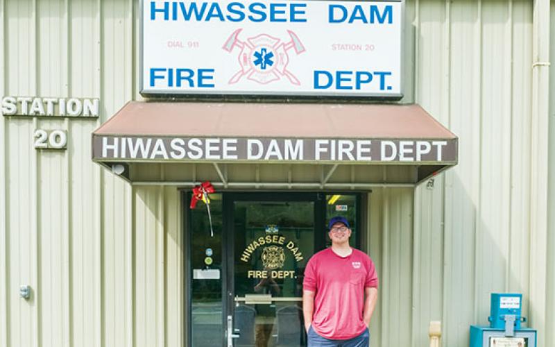 Gabe Stark and watchdog Kobe were manning the Hiwassee Dam Volunteer Fire Department last week. The department is acquiring 2.79 acres of county-owned property.