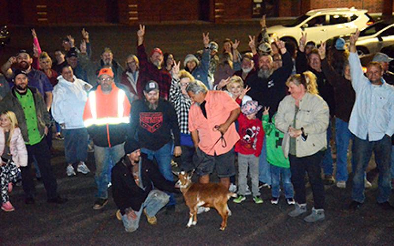 More than 100 people participated in a peaceful protest in Andrews to condemn the curfew imposed by Gov. Roy Cooper on Dec. 11. Photo by Penny Ray
