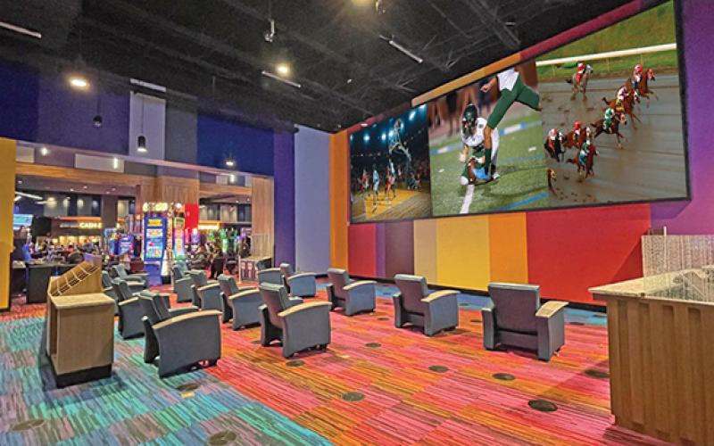 Penny Ray/pennyray@cherokeescout.com The sports book, officially known as The Book, opened in Harrah’s Cherokee Valley River Casino & Hotel in Murphy last week. 