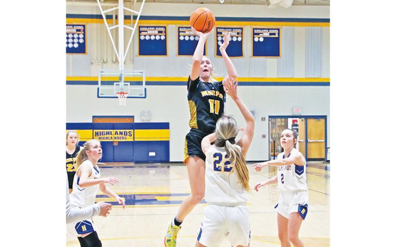 Dave Guffy/Contributing Photographer Murphy’s Torin Rogers rises for a floater during the Lady Bulldogs’ 63-58 win over Highlands on Jan. 12. Rogers scored a career-high 42 points, surpassing her previous career high of 37 against Highlands on Jan. 5.