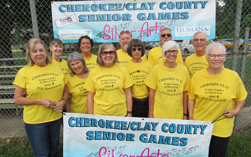 A total of 25 Cherokee and Clay county seniors who participated and qualified in the Senior Games and SilverArts competitions this spring are registered and ready to go to and show their abilities and talents in the N.C. State Finals this fall. Nearly 3,000 participants from around the state will gather in Raleigh and other venues to take part in sports, games and SilverArts showcase competitions. Not pictured are Greg Hansen (Short Story), Daryl Jones (Badminton), Cathy Mozley (Pastels), Carol Post (5K Pow