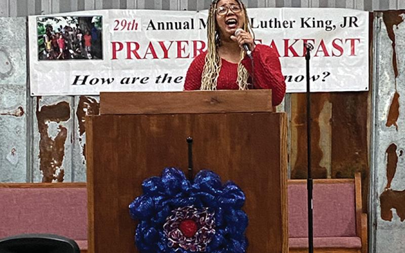 Farrah Eller of Mount Zion Baptist Church sang two powerful songs that roused the crowd