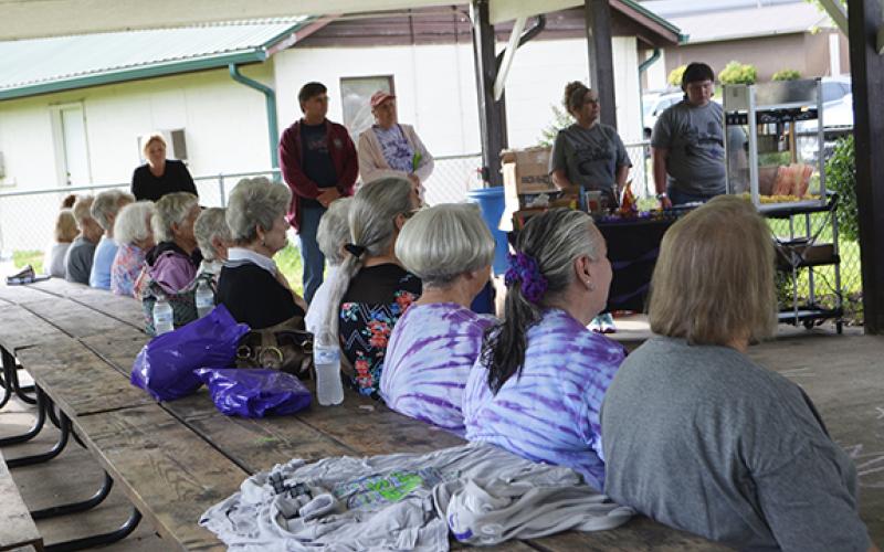 Abigail Blythe Batton/Staff Correspondent Cecilia Crawford, executive director with Reach of Cherokee County Inc., welcomes advocates to the 11th annual Elder Abuse Awareness Day Walk in Their Shoes event in Murphy on June 15. Read the article in the June 21 edition of the Cherokee Scout.