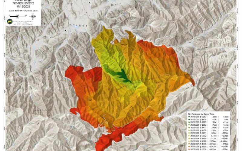 Progression map of Collett Ridge Fire, October 23 - Nov. 12, 2023.