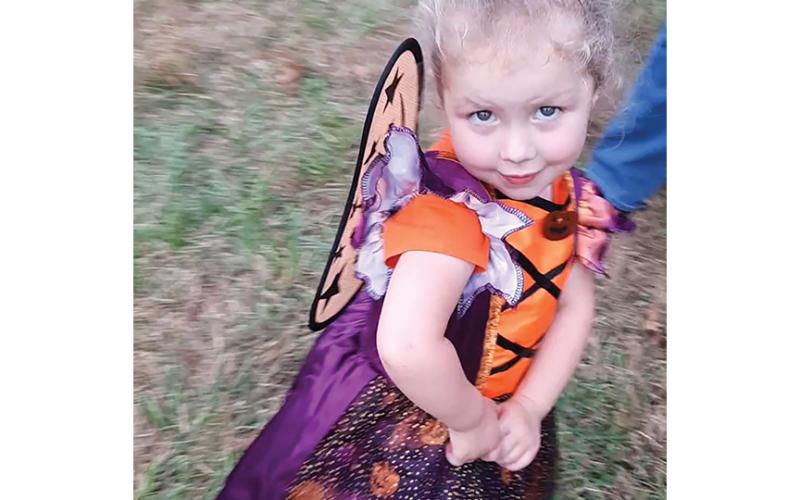 Annalise Shook played the part of a Halloween Fairy and made sure everyone noticed her adorable wings during Trunk or Treat at Shepherd of the Mountains