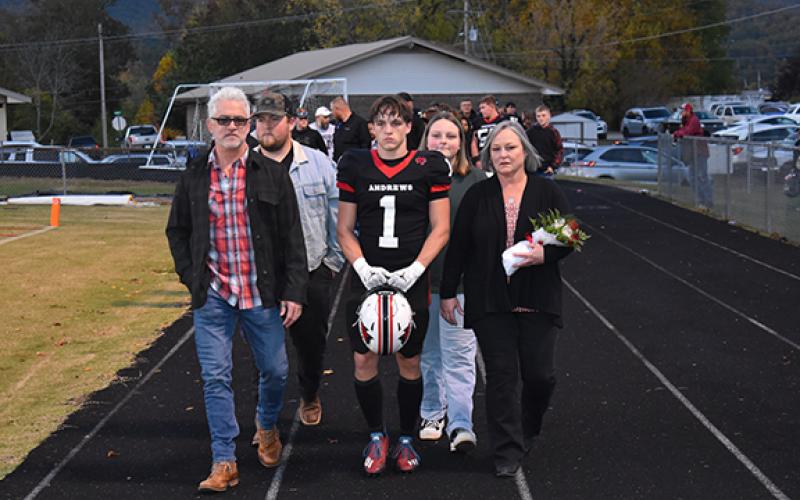 Andrews senior Samuel Preston is the son of Stephen and Carol Preston. He is also escorted by siblings Noah and Leah Preston.