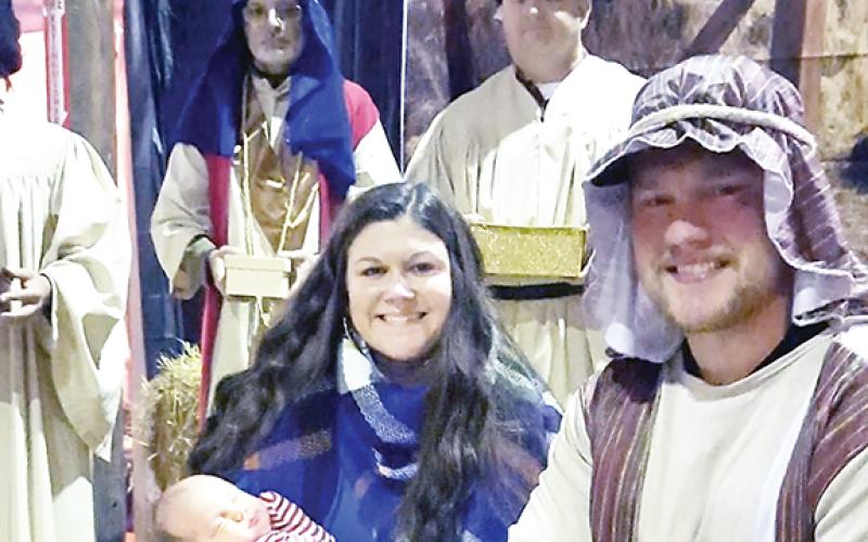 Kailey, Colby and 5-week-old Casey Hensley played Mary, Joseph and the baby Jesus during a live Nativity scene in Ranger on Dec. 9 for “One Night in Bethlehem.” 