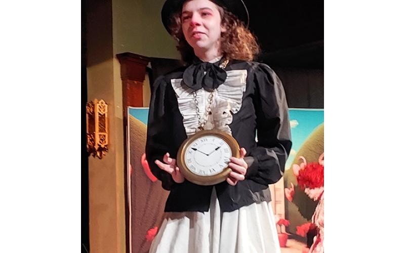 Alexis Jones portrayed the White Rabbit in the Community Youth Players’ recent production of Alice in Wonderland: The Musical.