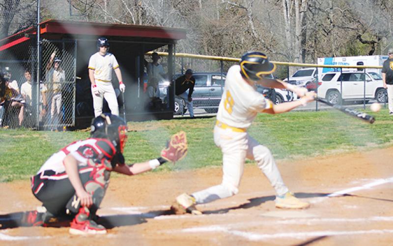 J.R. Carroll/Staff Correspondent Murphy’s Aayden Williams bats as Tucker Sharp catches for Andrews on March 26.