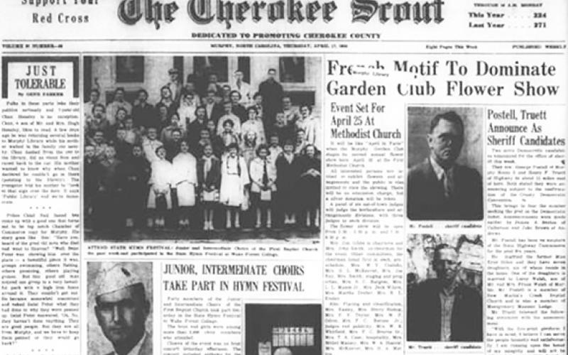 This is the front page of the April 17, 1958, edition of the Cherokee Scout, which was 66 years ago today.
