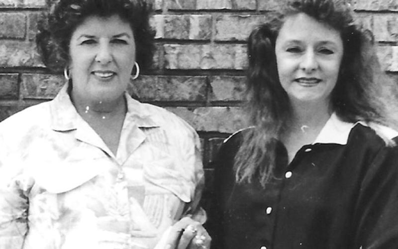 Mary Ann Thompson (left) served as vice chairman of the Board of the Cherokee County Historical Museum from 1977 until 1986. This picture was taken in the 1980s after a museum meeting where Kandy Barnard (right) had been sworn in as a member. 