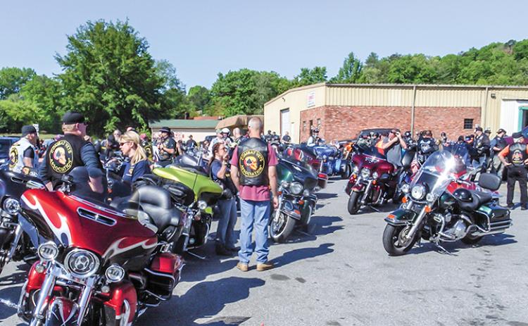 More than 200 motorcyclists took part in the ride to brighten Danner’s day, starting at Hot Spot in Ranger. Photo by Sam Jokich