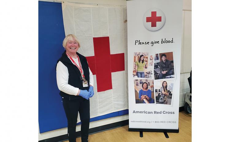 Nenia Thompson received the Blood Hero of the Year award from the American Red Cross on March 22 during a blood drive at Andrews First United Methodist Church.