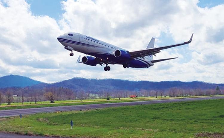 Gayland Trull/Contributing Photographer This Boeing 737 made a low pass through Western Carolina Regional Airport on March 22 as new flight vision systems were being tested by the company AerSale.