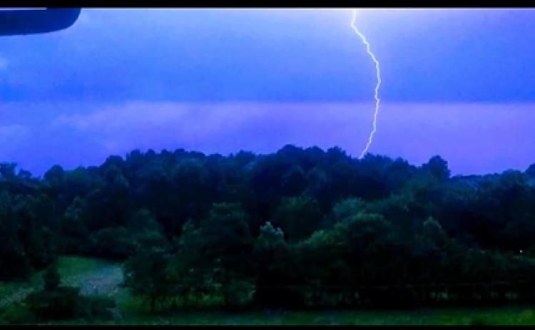 Adam Stewart/Contributing Photographer Thunder and lightning accompanied storms on July 6 in Cherokee and Clay counties, including this loud burst captured at the end of N.C. 69.