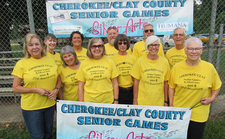 A total of 25 Cherokee and Clay county seniors who participated and qualified in the Senior Games and SilverArts competitions this spring are registered and ready to go to and show their abilities and talents in the N.C. State Finals this fall. Nearly 3,000 participants from around the state will gather in Raleigh and other venues to take part in sports, games and SilverArts showcase competitions. Not pictured are Greg Hansen (Short Story), Daryl Jones (Badminton), Cathy Mozley (Pastels), Carol Post (5K Pow