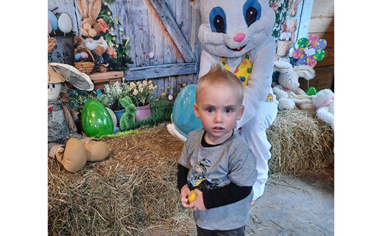 Anngee Quinones-Belian/ Staff Correspondent  Laker Young, almost 2, was busy scooping up as many eggs as he could during High Lonesome Therapeutic Equestrian Center’s first Easter event on April 8 in Unaka. 