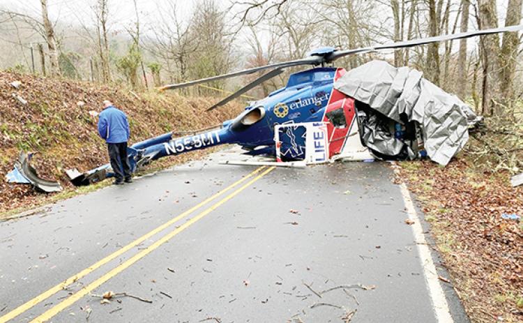 Photos taken by the Federal Aviation Administration show wreckage of LifeFlight 6 on March 10, the morning following the helicopter crash.