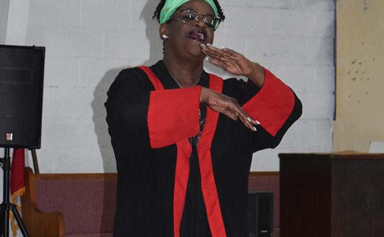  Bill Belian/Contributing Photographer  Mary Brown-Wilson performed a spirit-led dance at the Texana Community Center on June 19 to celebrate Juneteenth.