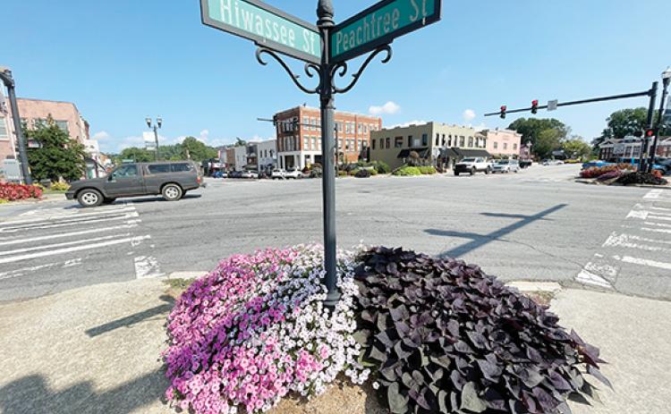 Photos by Randy Foster/editor@cherokeescout.com The primary intersection in downtown Murphy will be transformed into a roundabout within a year or so if current plans are carried out.