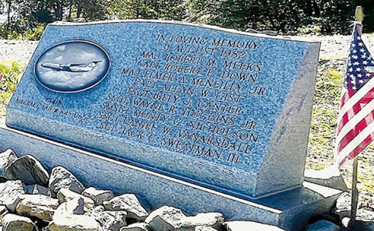 Randy Foster/editor@cherokeescout.com A memorial – with the names of those lost engraved into the stone – was placed on private land about 6 miles east of the 1982 crash site of a U.S. Air Force C-141B cargo jet. A new bill would relocate the memorial closer to the site of the crash, which is off of the Cherohala Skyway.