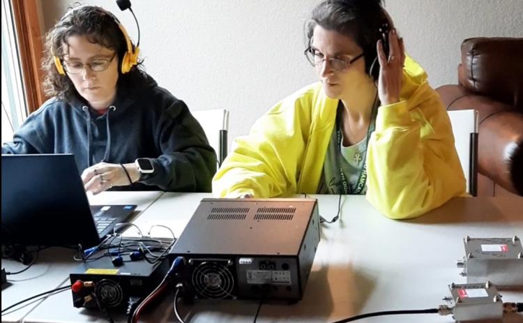 Anngee Quinones-Belian/Staff Correspondent  Amy Taylor (left) and Shannon Greathead are part of a growing number of women who enjoy ham radio. 