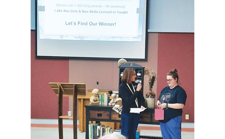 Photos by Anngee Quinones-Belian/Staff Correspondent  Kyndra West was celebrated for her hard work in learning 76 new skills last year during the Feb. 1 Ladies Homestead Gathering in Murphy. The challenge encouraged learning 52 new skills during the year, which West far surpassed.