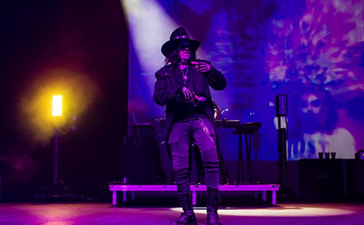 Cannon Crompton/sports@cherokeescout.com Ministry lead singer Al Jourgensen on stage at Harrah’s Cherokee Casino Resort on March 22.