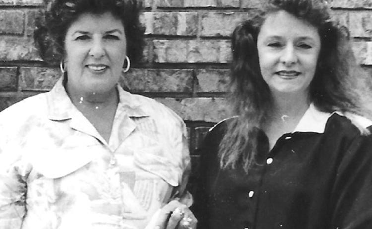 Mary Ann Thompson (left) served as vice chairman of the Board of the Cherokee County Historical Museum from 1977 until 1986. This picture was taken in the 1980s after a museum meeting where Kandy Barnard (right) had been sworn in as a member. 